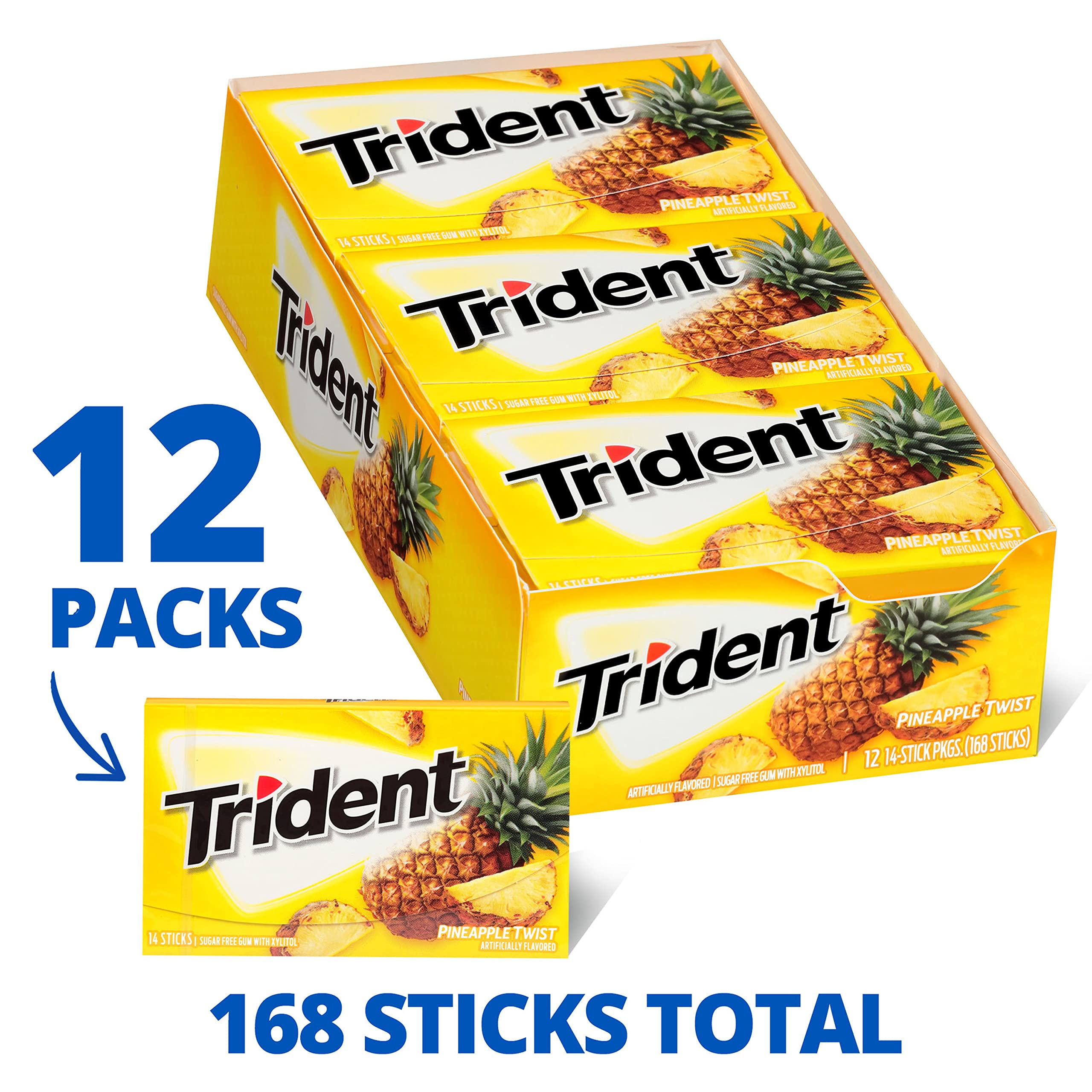 Trident open pack revealing gum sticks ready to freshen breath quickly