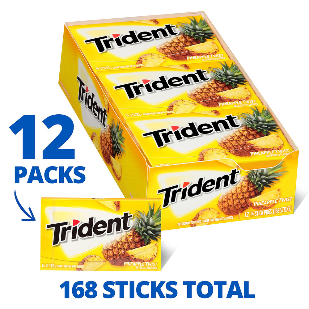 Trident open pack revealing gum sticks ready to freshen breath quickly