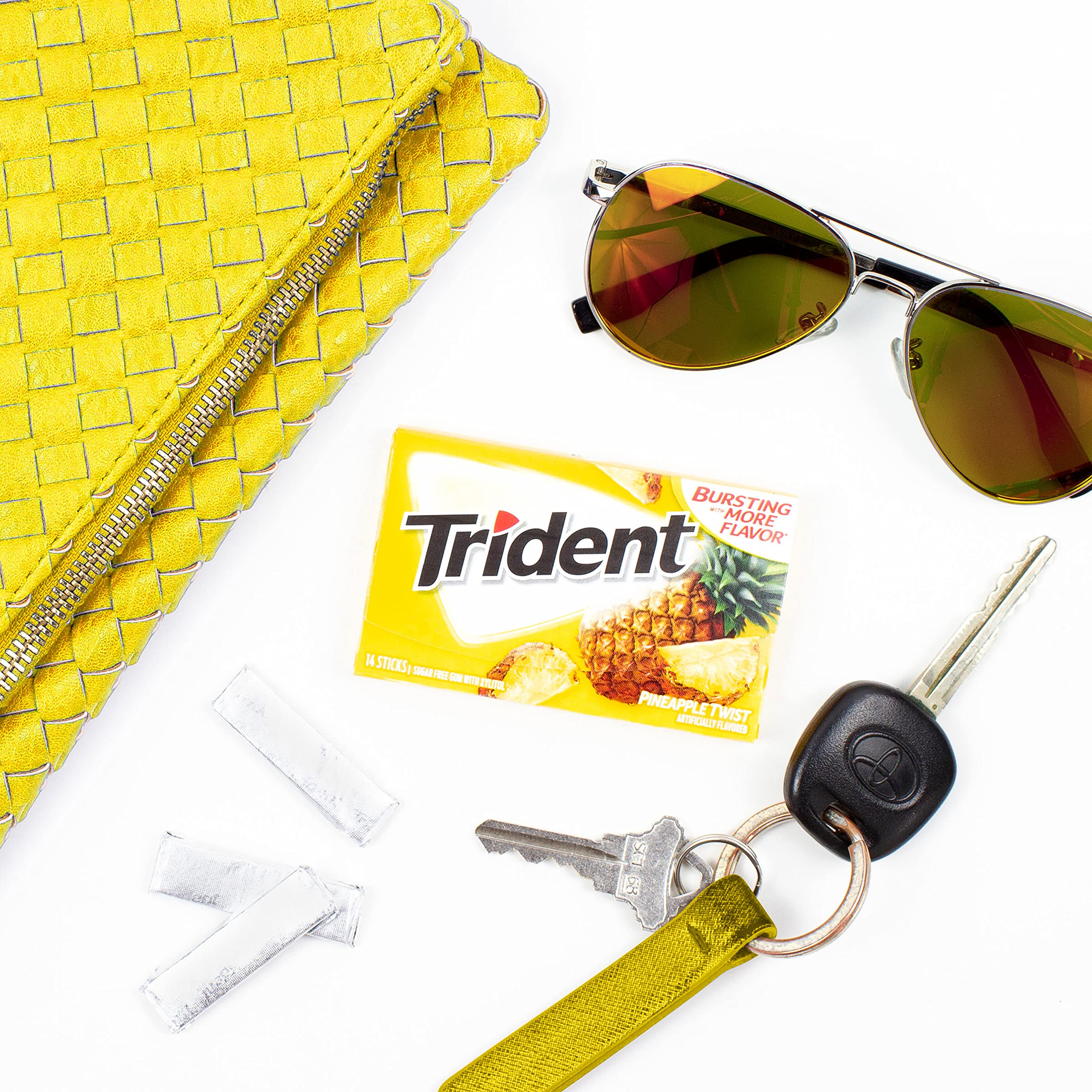 Trident multiple packs arranged to show bulk quantity and scale