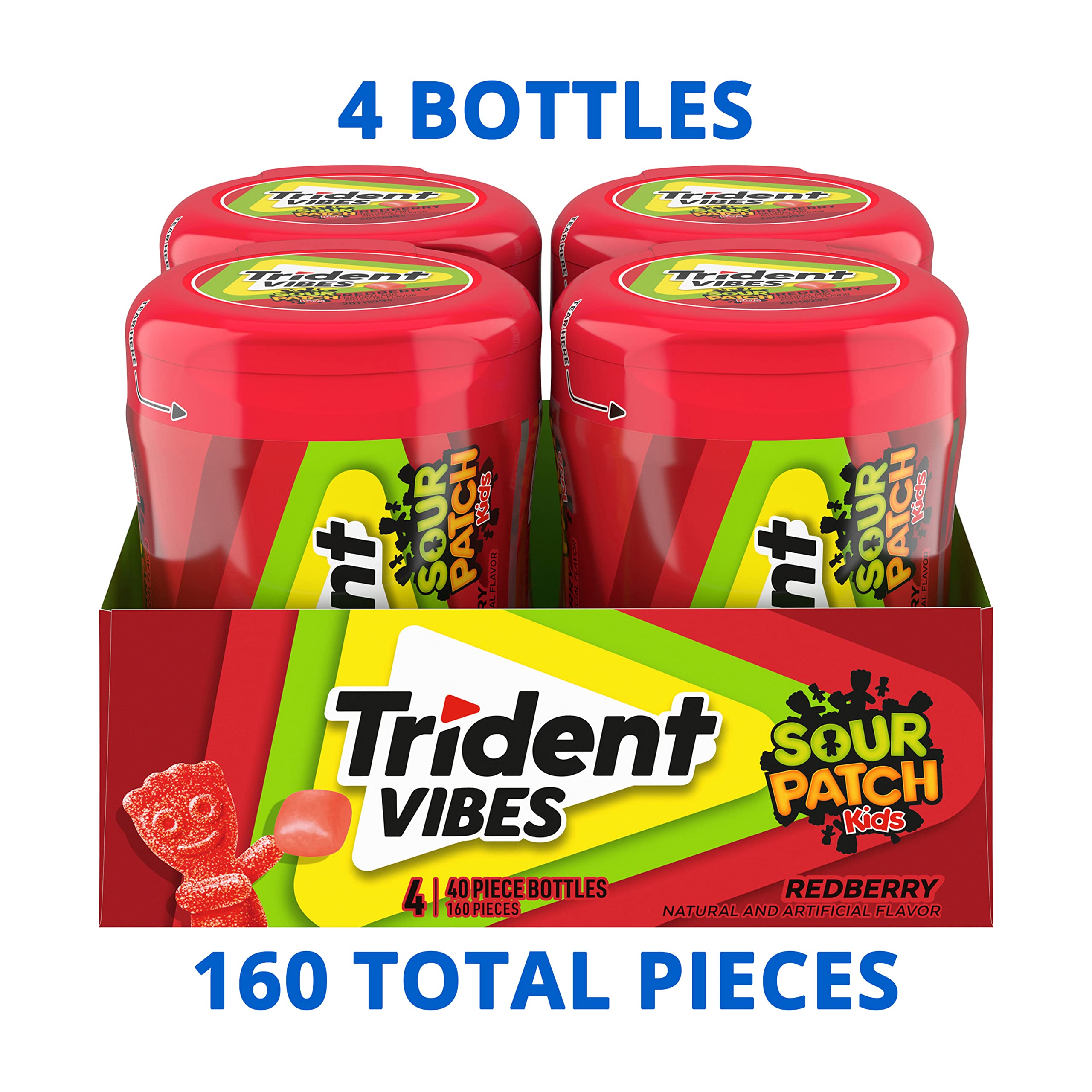 Trident bottle open with coated Redberry pieces ready to share convenience