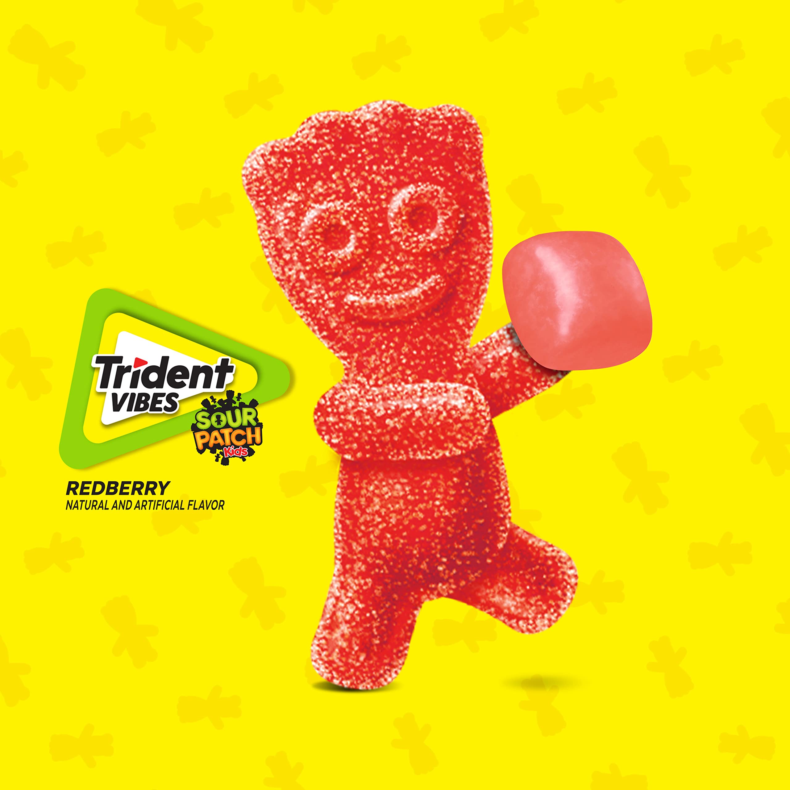 Close-up of Trident Redberry candy-like shell highlighting crunchy texture