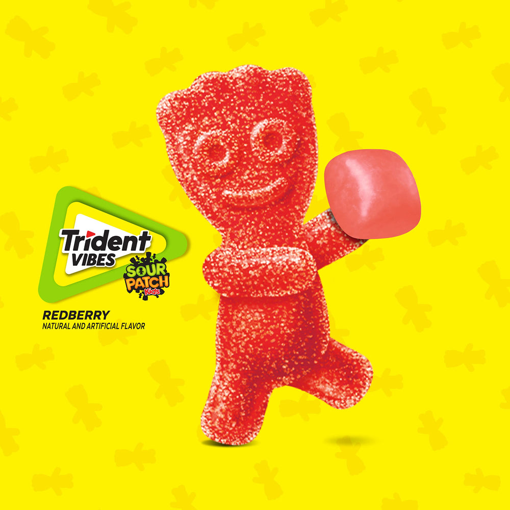 Close-up of Trident Redberry candy-like shell highlighting crunchy texture