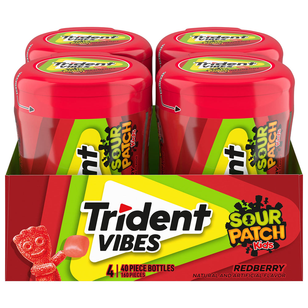 Trident bottle front packaging showing Redberry flavor and branding benefits