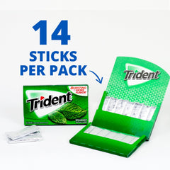 Close-up of a Trident spearmint gum piece highlighting smooth texture and flavor