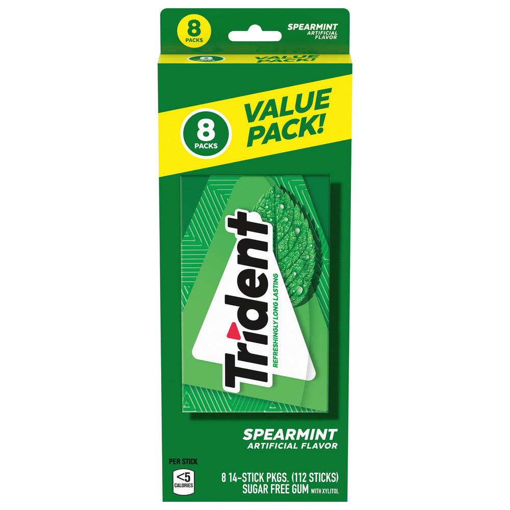 Trident spearmint front packaging showing value pack and branding freshness