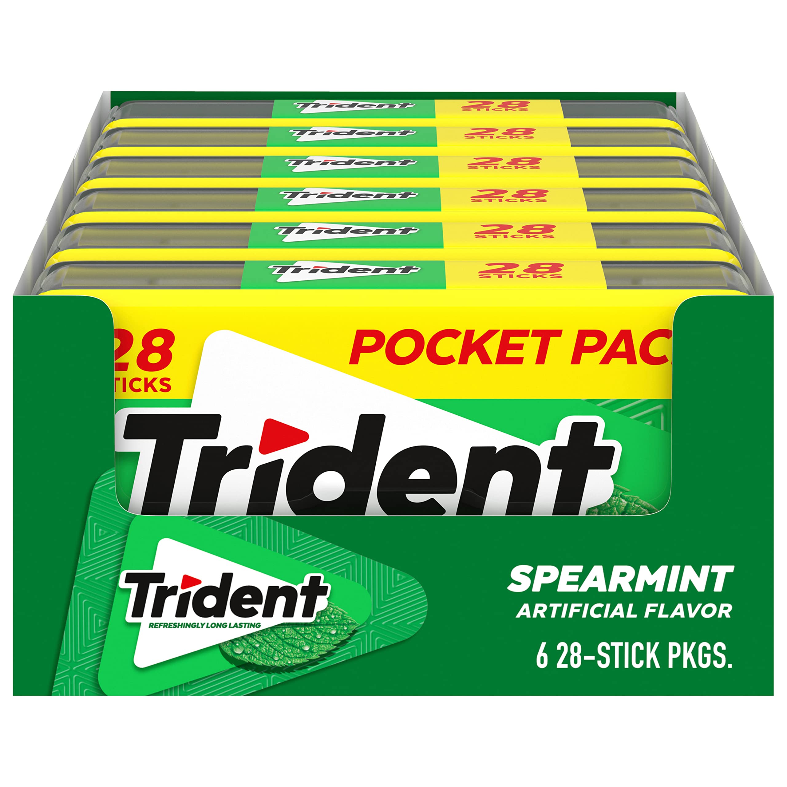 Trident spearmint front packaging showing brand and pack count for easy selection