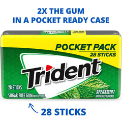 Trident spearmint hard case open with sticks visible, demonstrating pocket-ready protection