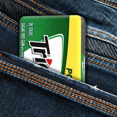 Close-up of Trident spearmint stick texture highlighting smooth chew and consistent flavor