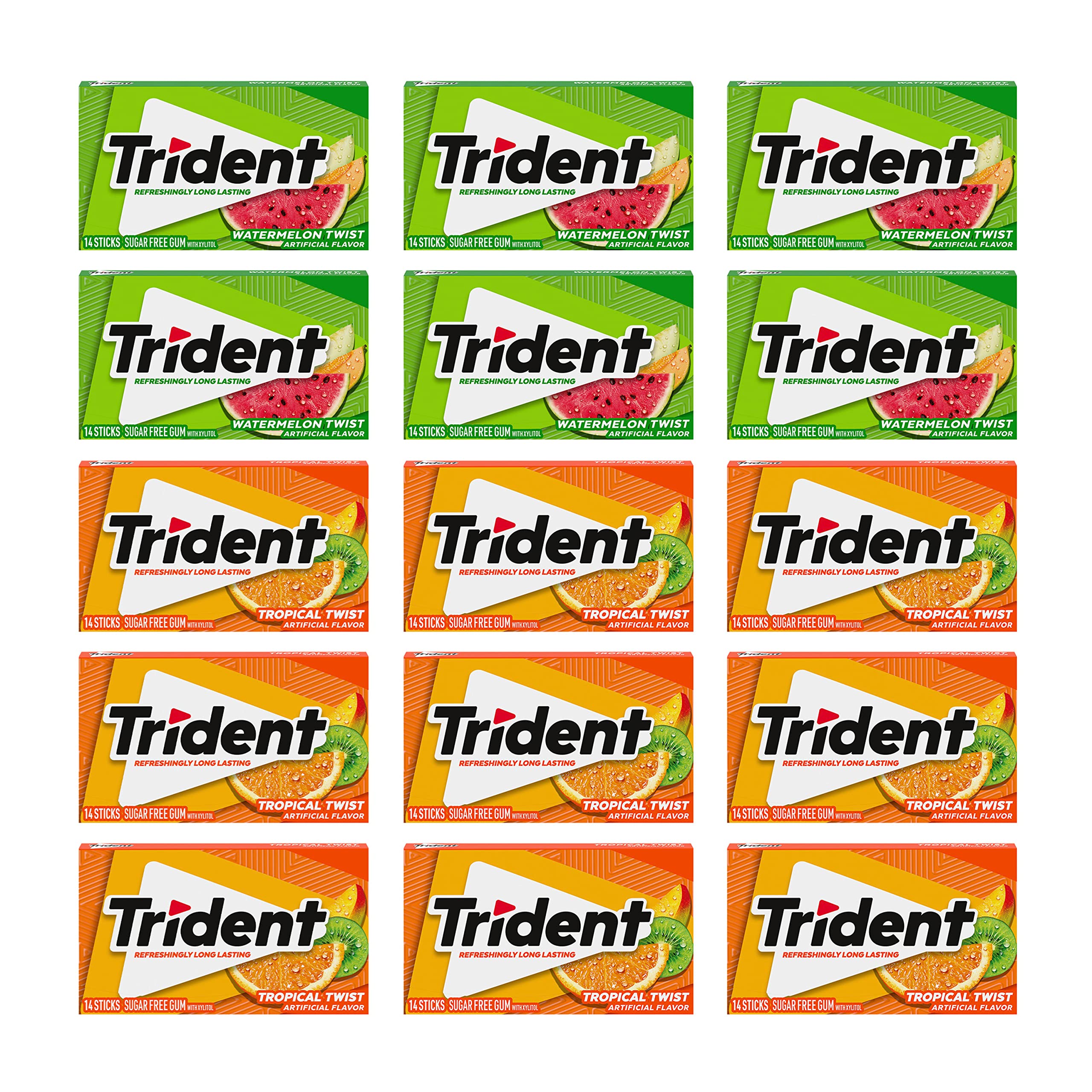 Trident front packaging showing variety fruit packs and convenience