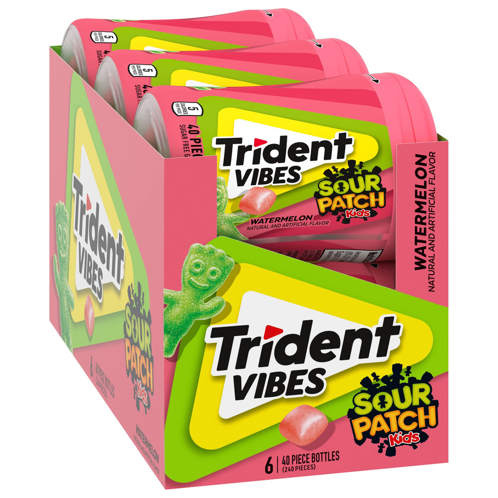 Trident Vibes open bottle with visible gum pieces ready to share and carry