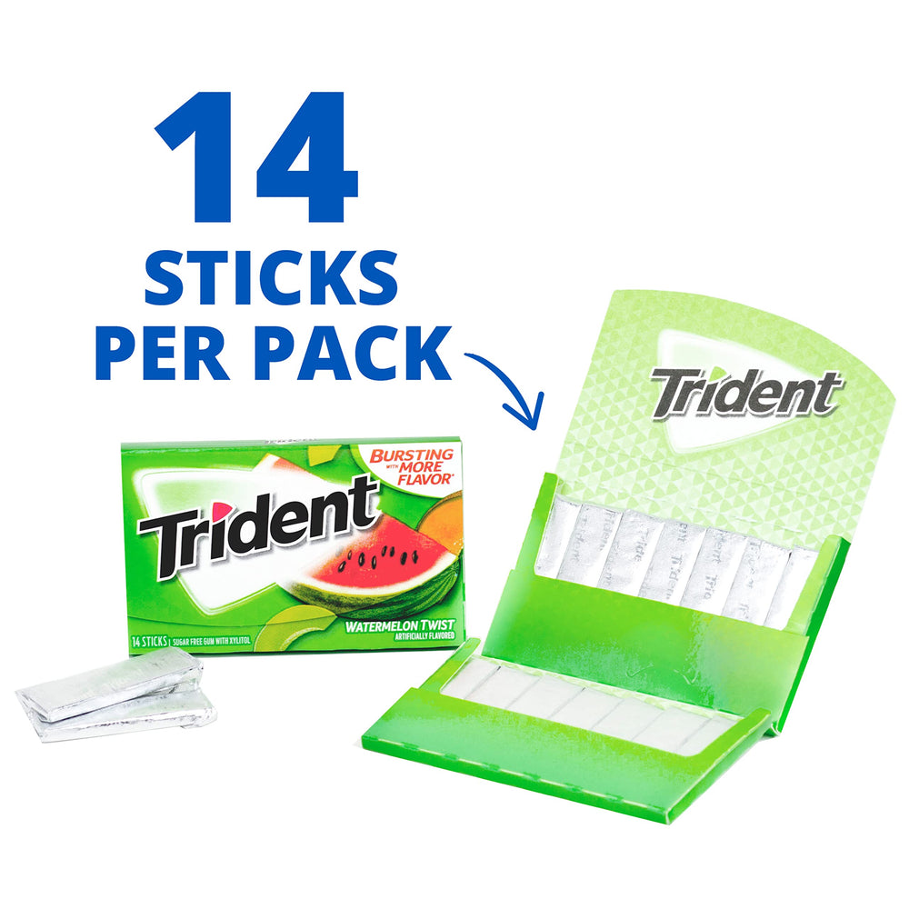 Close-up of a single Trident watermelon stick highlighting texture and flavor