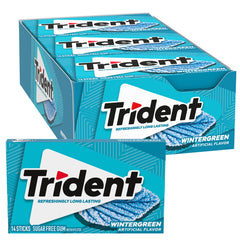 Trident wintergreen front packaging showing bulk convenience and fresh breath