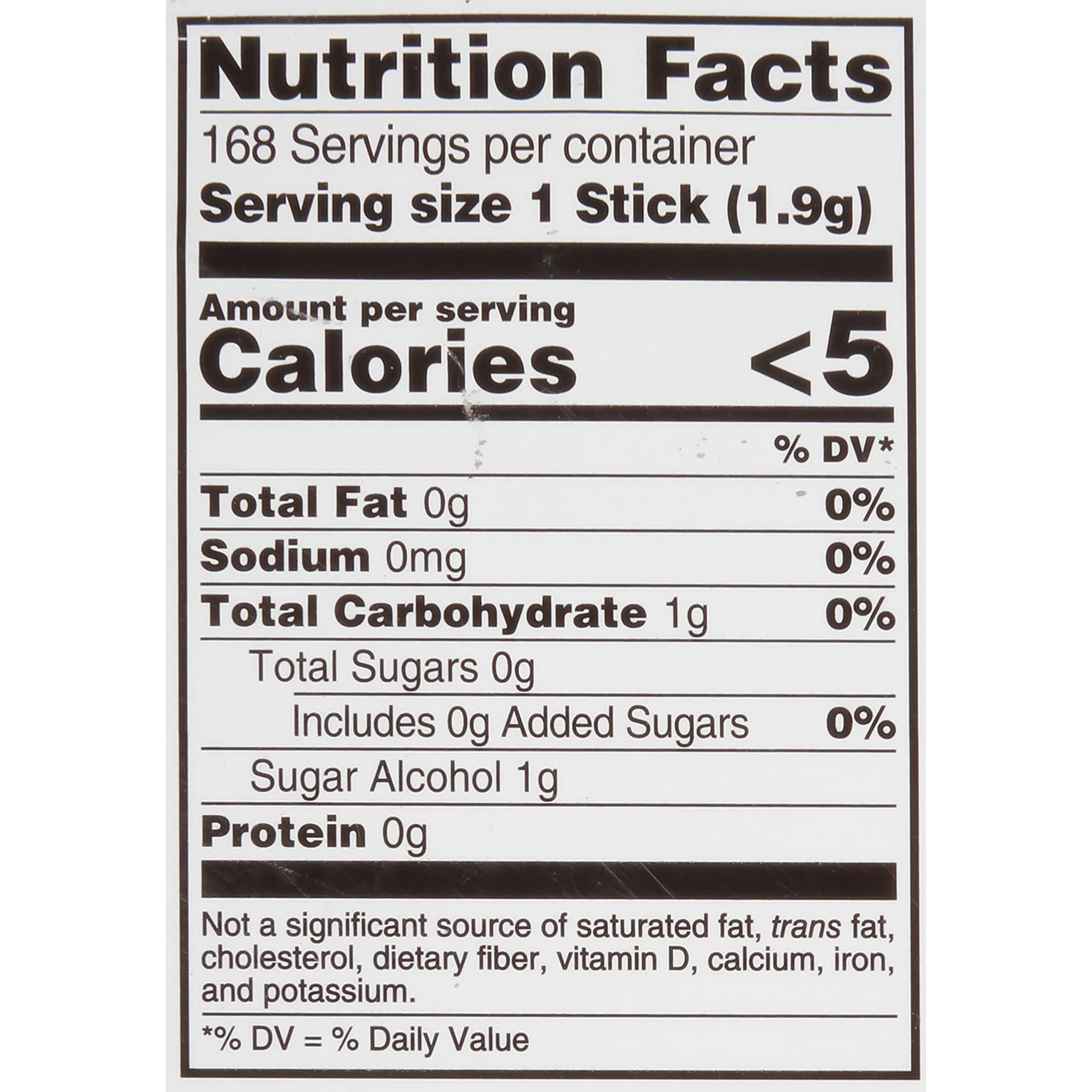 Trident wintergreen nutrition label and ingredients view for informed choice