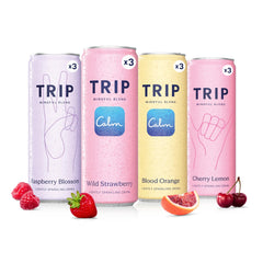 TRIP front packaging showing citrus berry 12pack and portability benefit