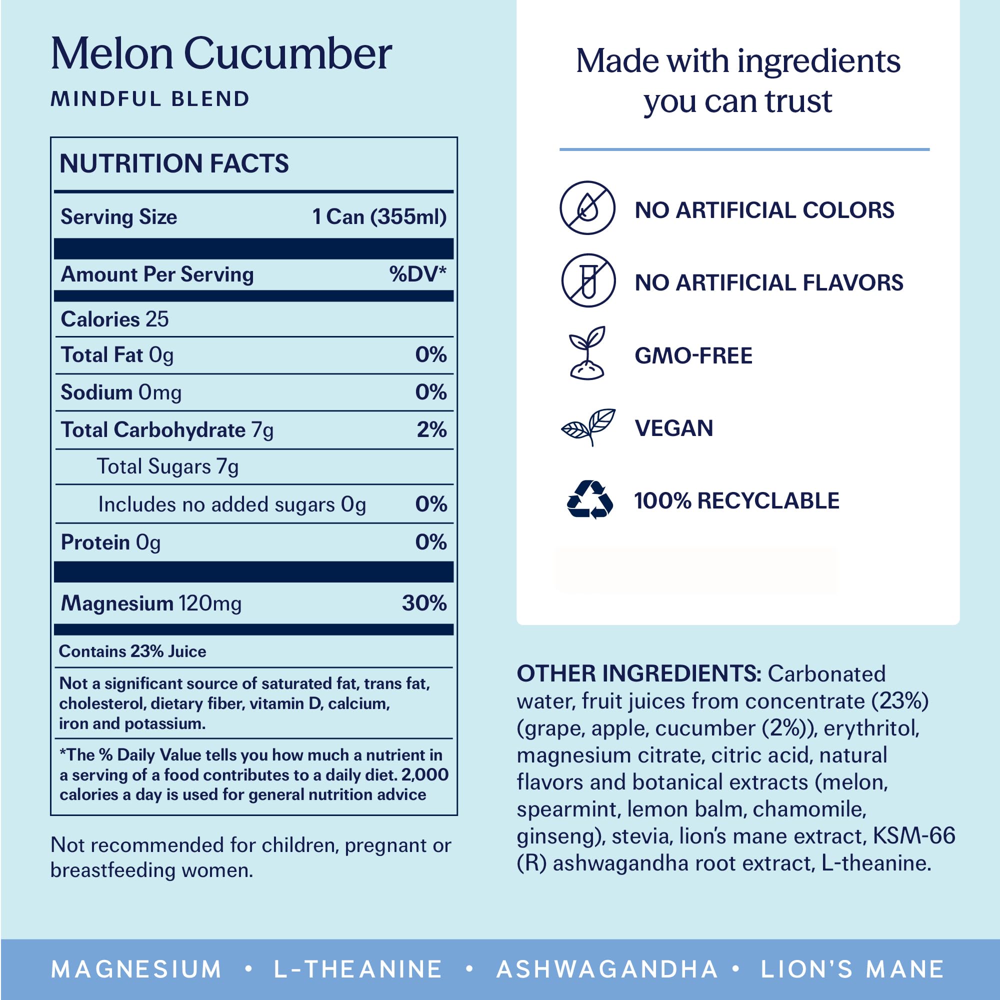 TRIP label close-up showing adaptogens list and botanical blend benefits