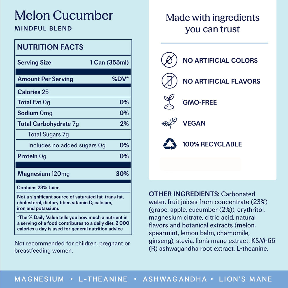 TRIP label close-up showing adaptogens list and botanical blend benefits