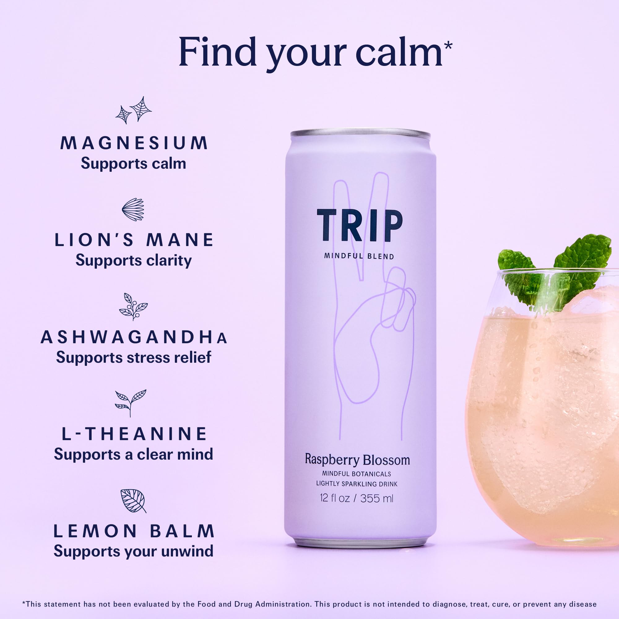 TRIP close-up label with botanicals visible conveying premium natural ingredients