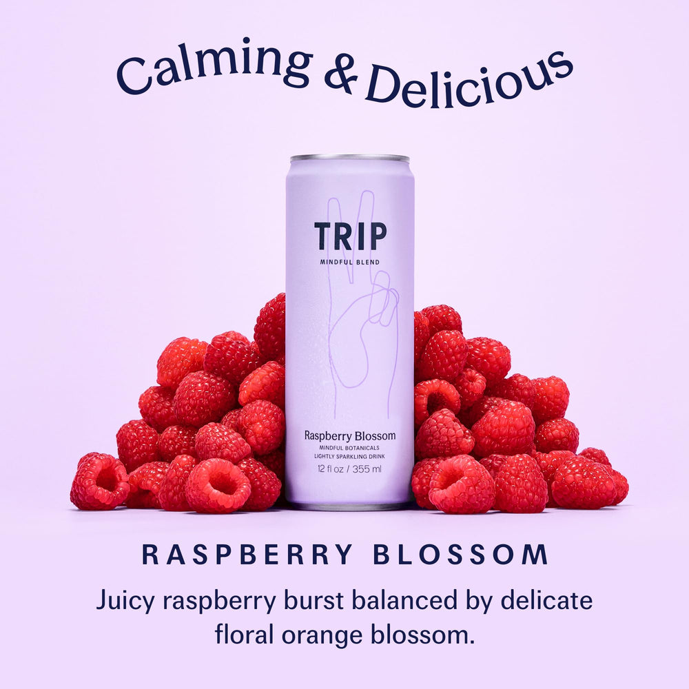 TRIP pouring raspberry blossom into glass to showcase sparkling refreshment