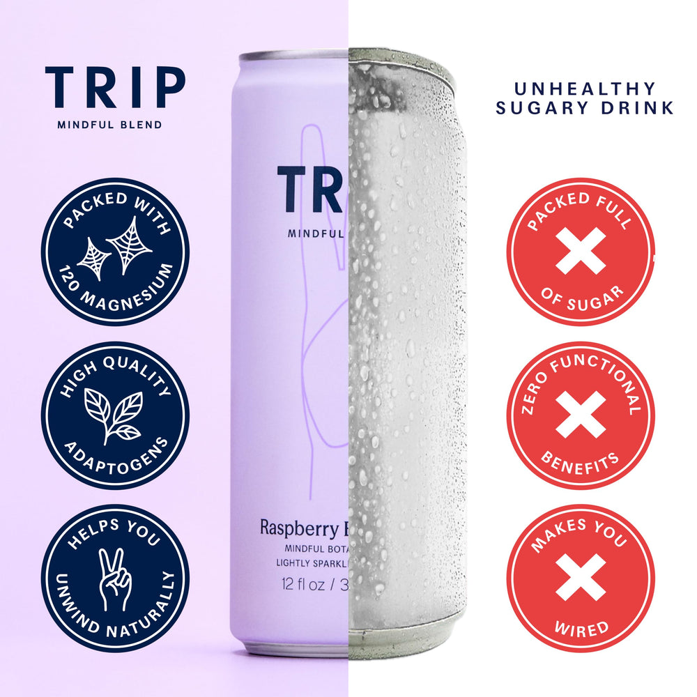 TRIP can held in hand for scale showing compact 12oz can convenience