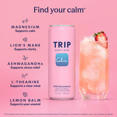 TRIP close-up of Wild Strawberry can rim highlighting botanical details and refreshing fizz
