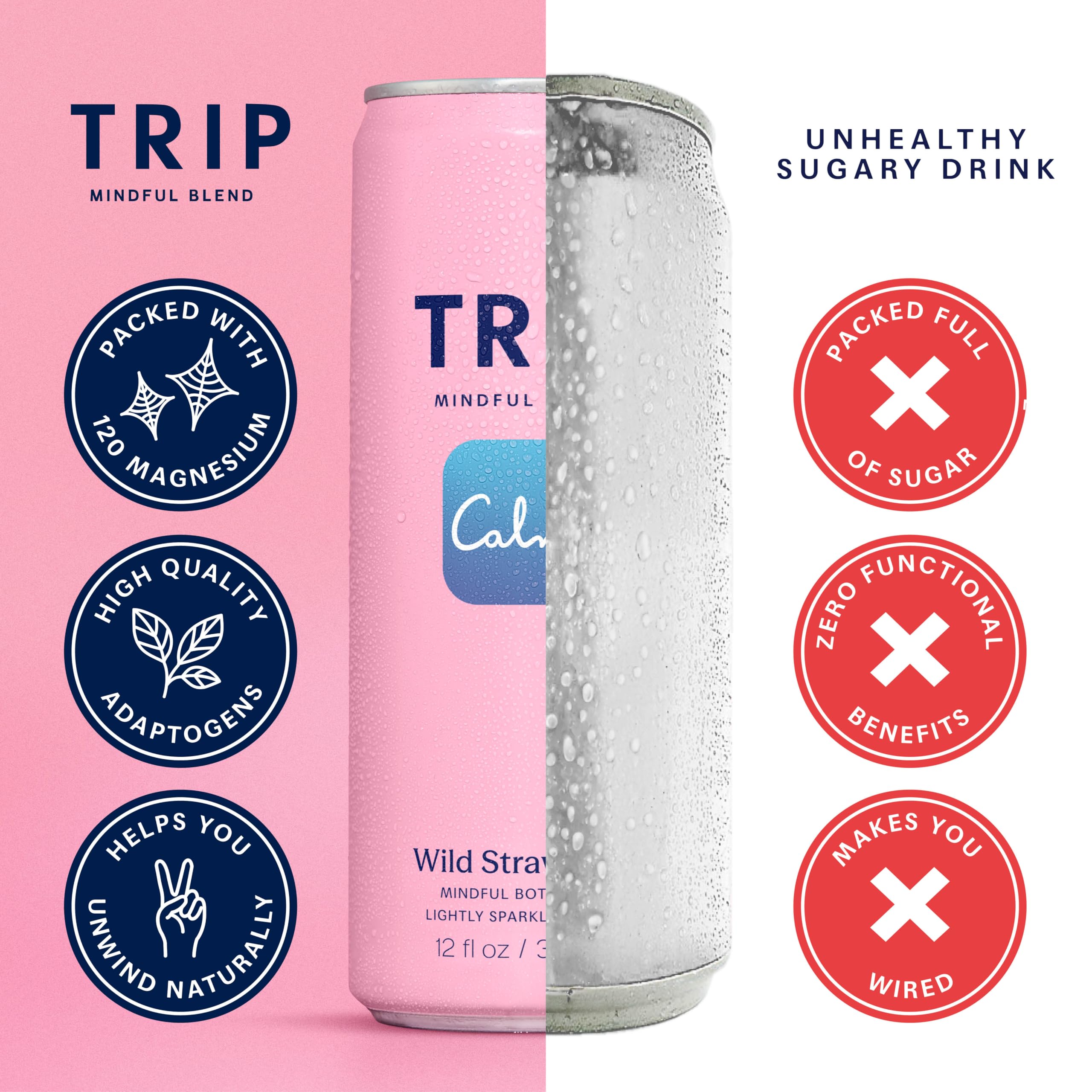 TRIP can beside hand for scale showing single-serve convenience and portable benefit