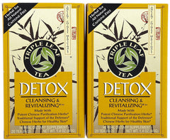 Triple Leaf Tea front packaging showing detox two-pack and serving convenience
