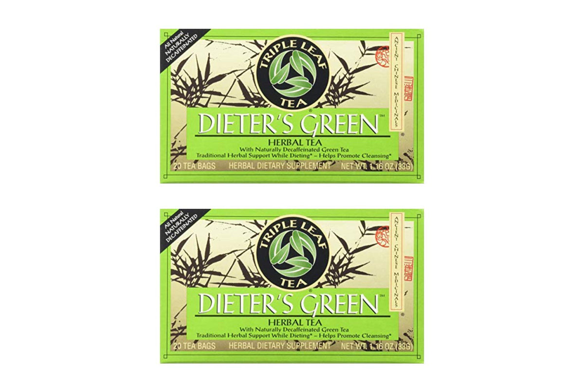 Triple Leaf Tea front packaging showing two 20-bag boxes, clear product info and convenience