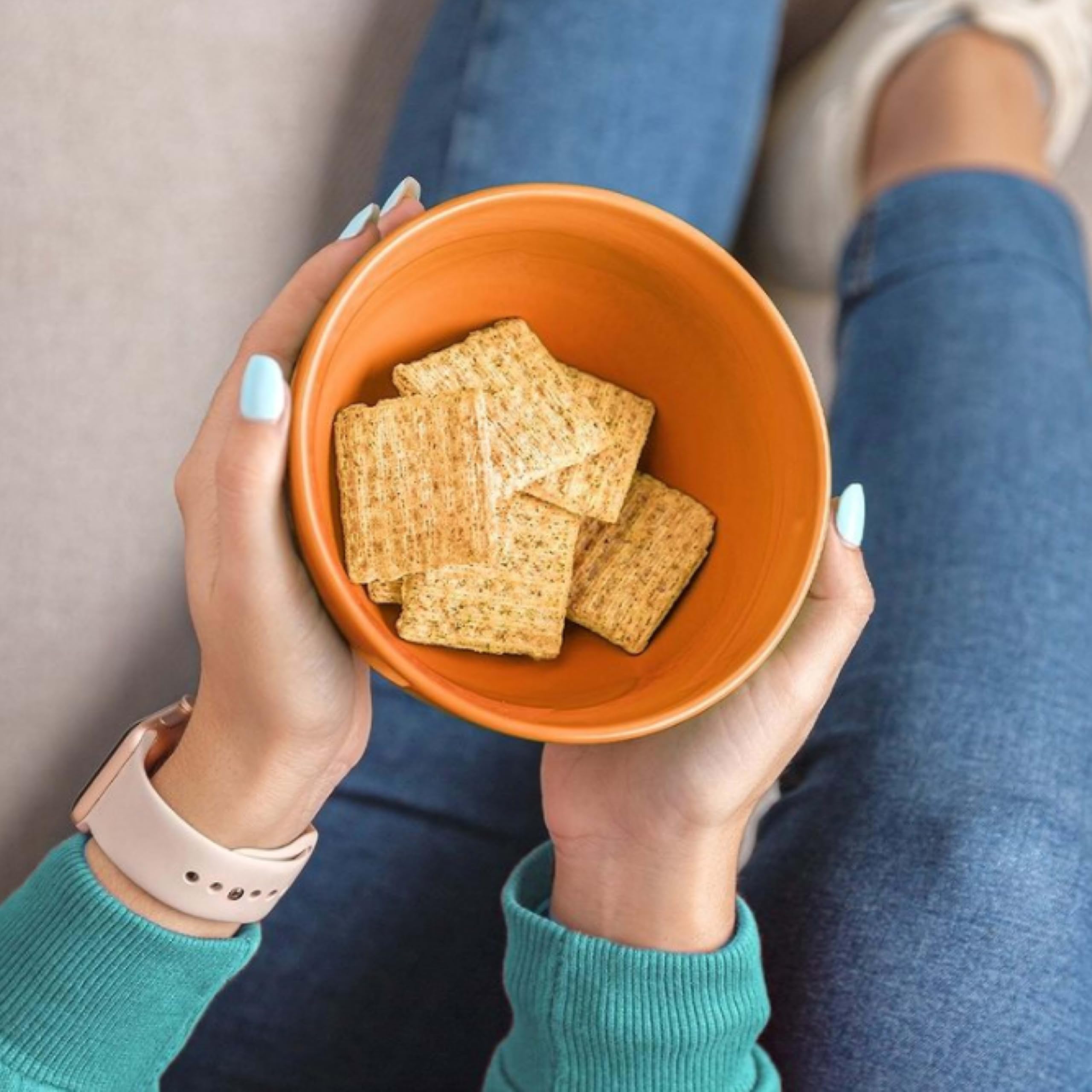 Outdoor picnic scene with Triscuit crackers offering portable snack appeal