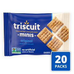 Triscuit Minis close-up woven texture showing crunchy whole grain benefit