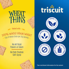 Wheat Thins cracker close-up crisp edge showing light crunch for snacking benefits