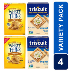 Triscuit and Wheat Thins side view boxes illustrating variety and convenient serving options
