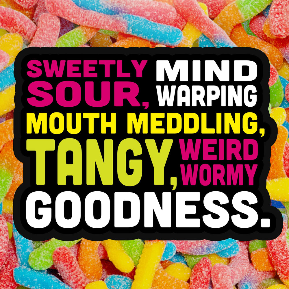 Trolli open bag spilling gummy worms illustrating easy access and generous quantity
