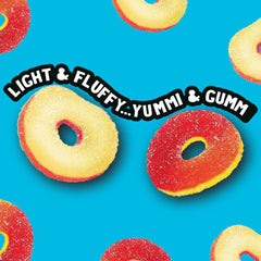 Close-up of Trolli Peachie O's sugary coating and chewy texture for taste clarity