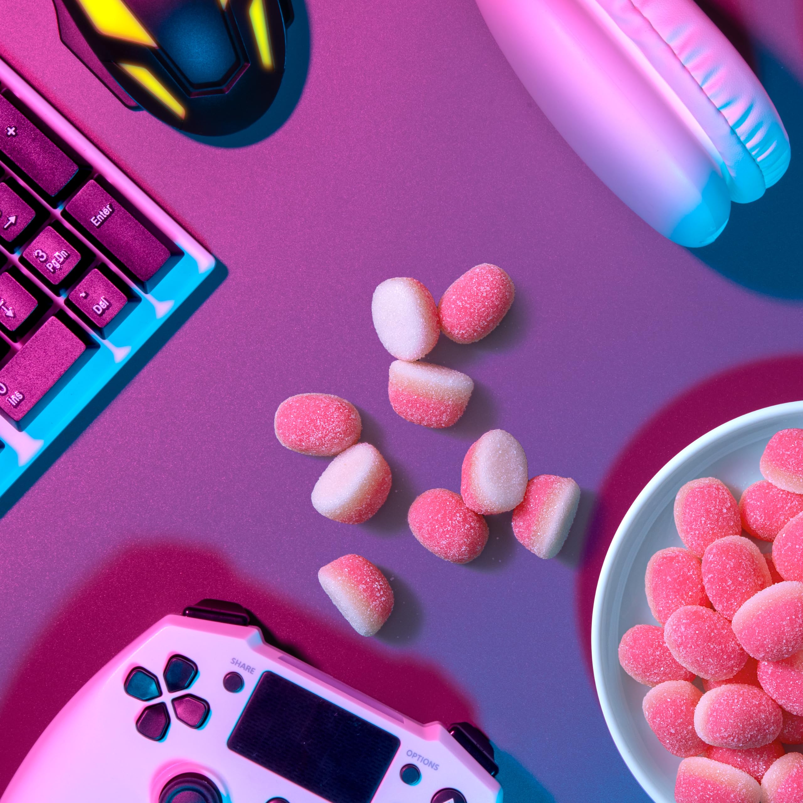 Trolli Strawberry Puffs in a movie-night setting, fun shareable snack for guests