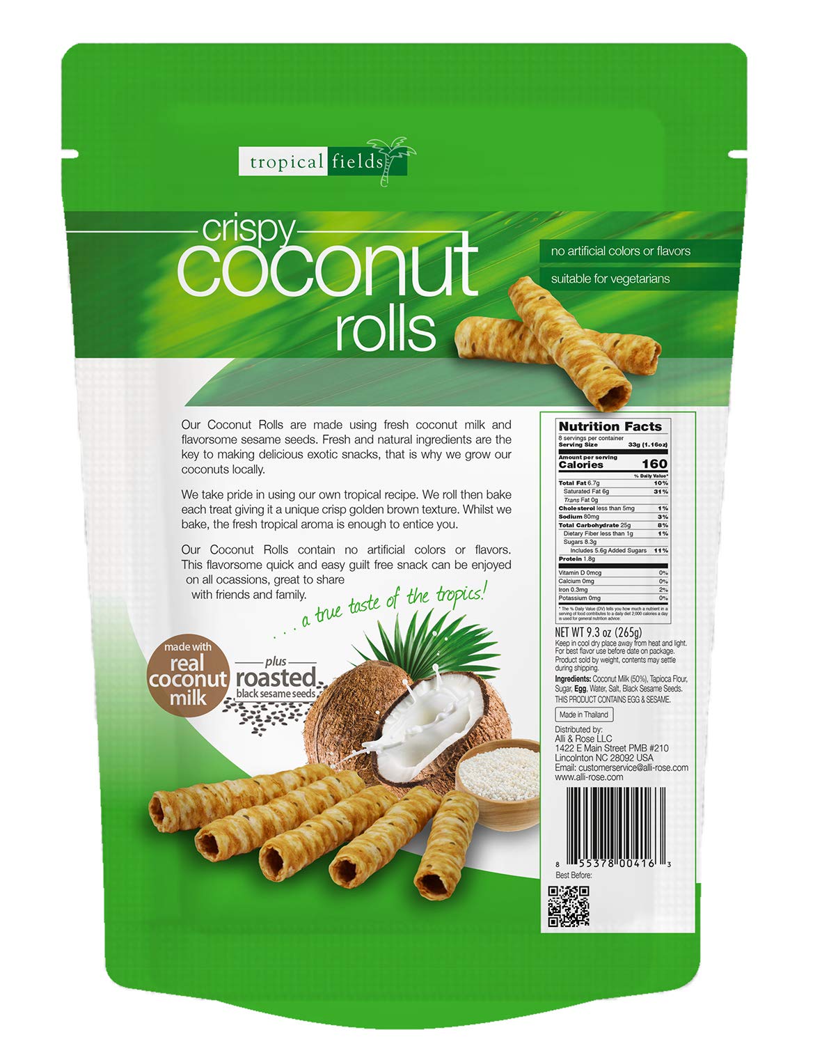 Tropical Fields close-up of crispy coconut roll texture highlighting delicate crunch