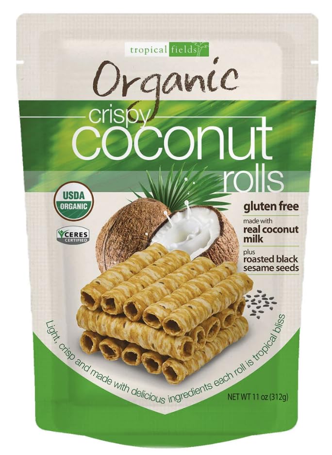 Tropical Fields front packaging showing resealable 11oz bag and organic label benefits