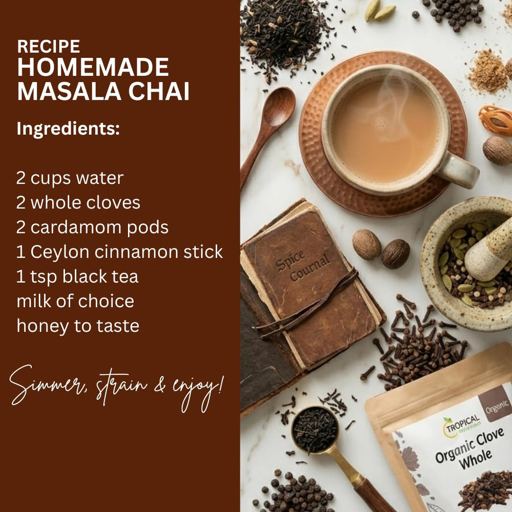 Tropical Goodness cloves added to a simmering stew to enhance savory aroma