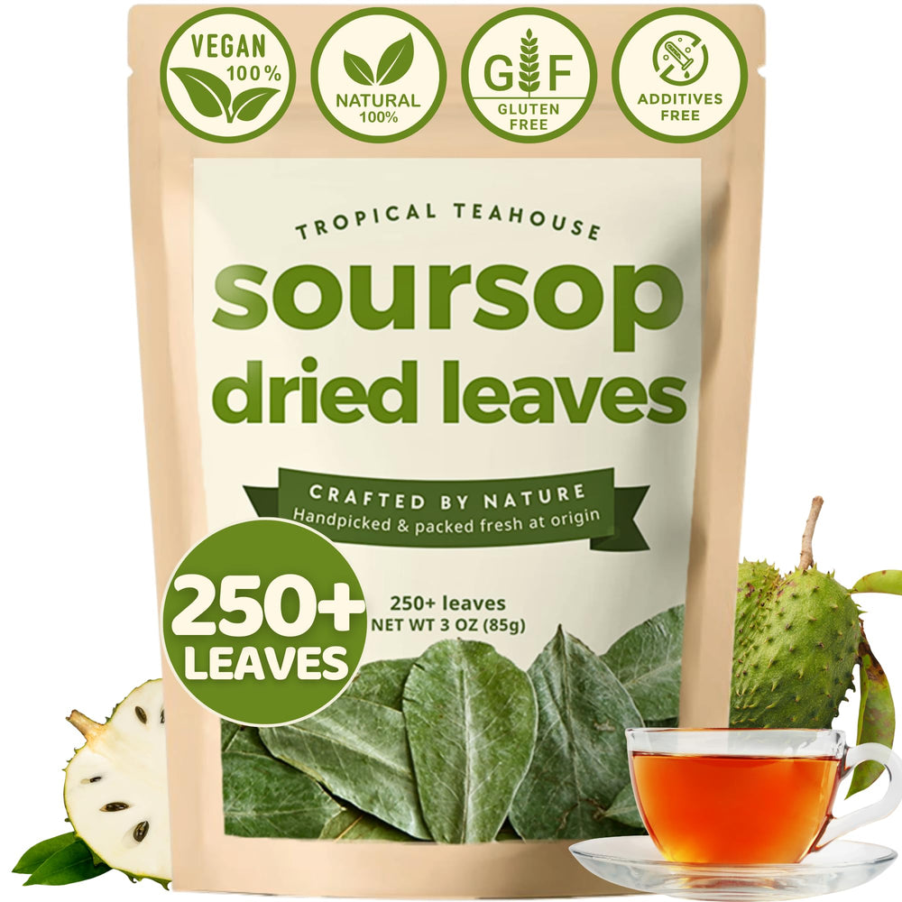 Tropical Teahouse front packaging 3oz pouch showing vacuum-sealed kraft bag, preserves freshness