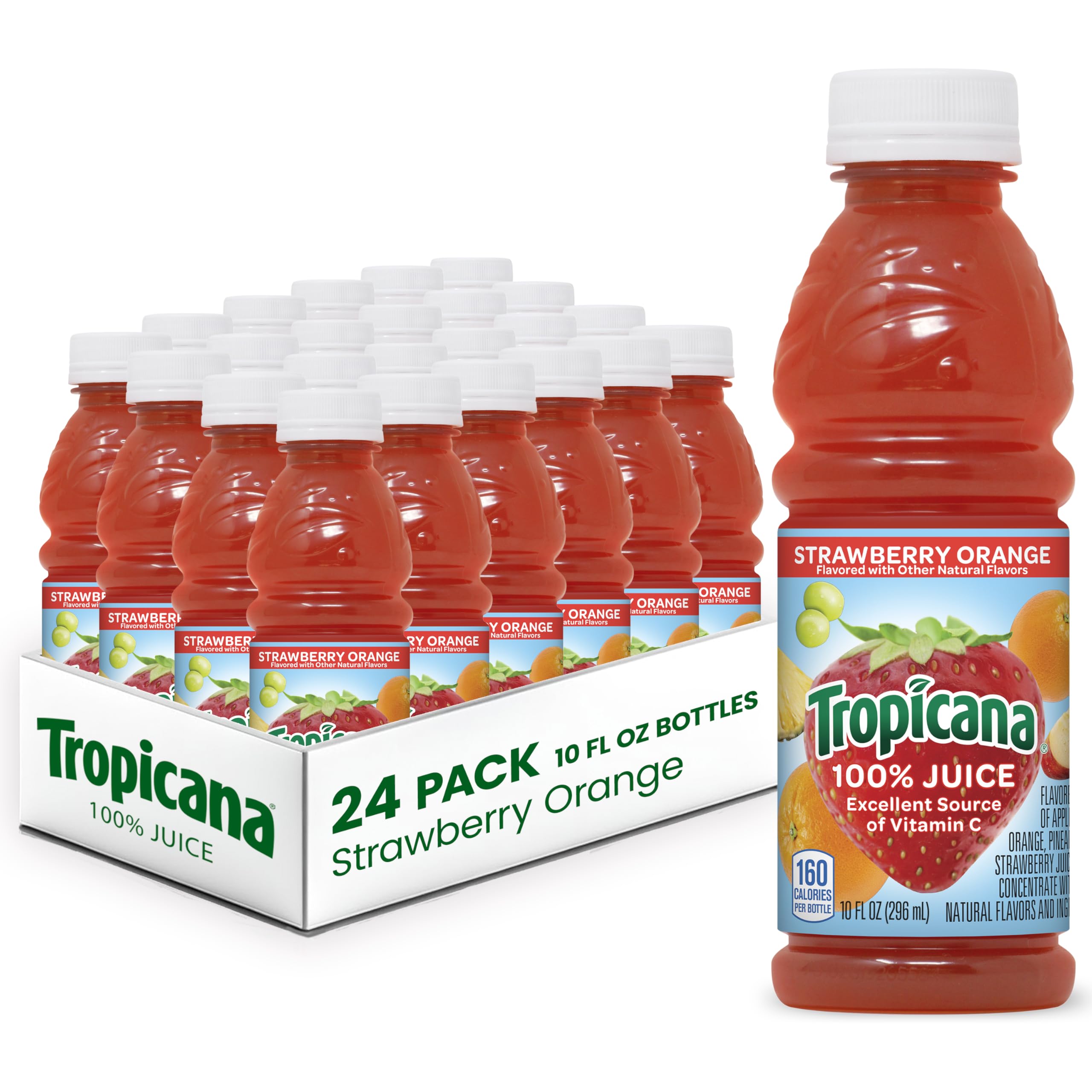 Tropicana front packaging showing 24 bottles and brand freshness benefit