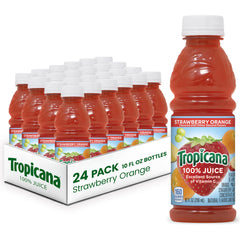 Tropicana front packaging showing 24 bottles and brand freshness benefit