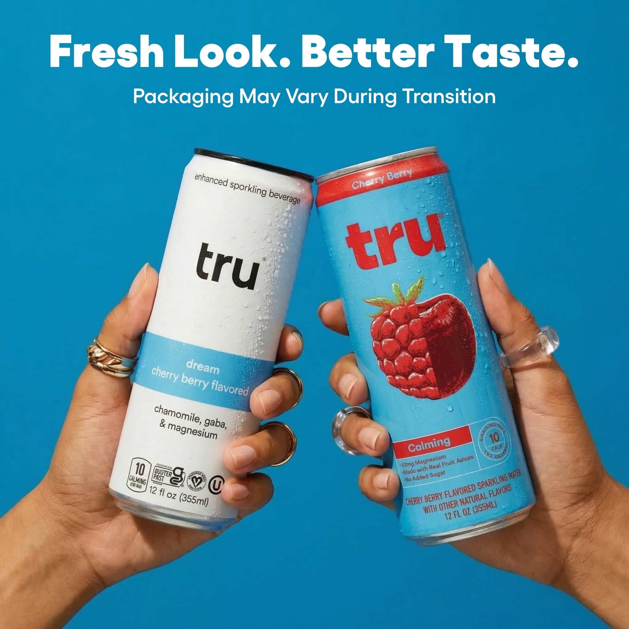 Tru can close-up label highlighting magnesium glycinate and clean ingredients