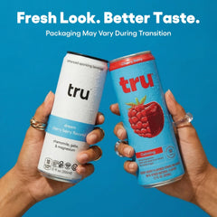 Tru can close-up label highlighting magnesium glycinate and clean ingredients