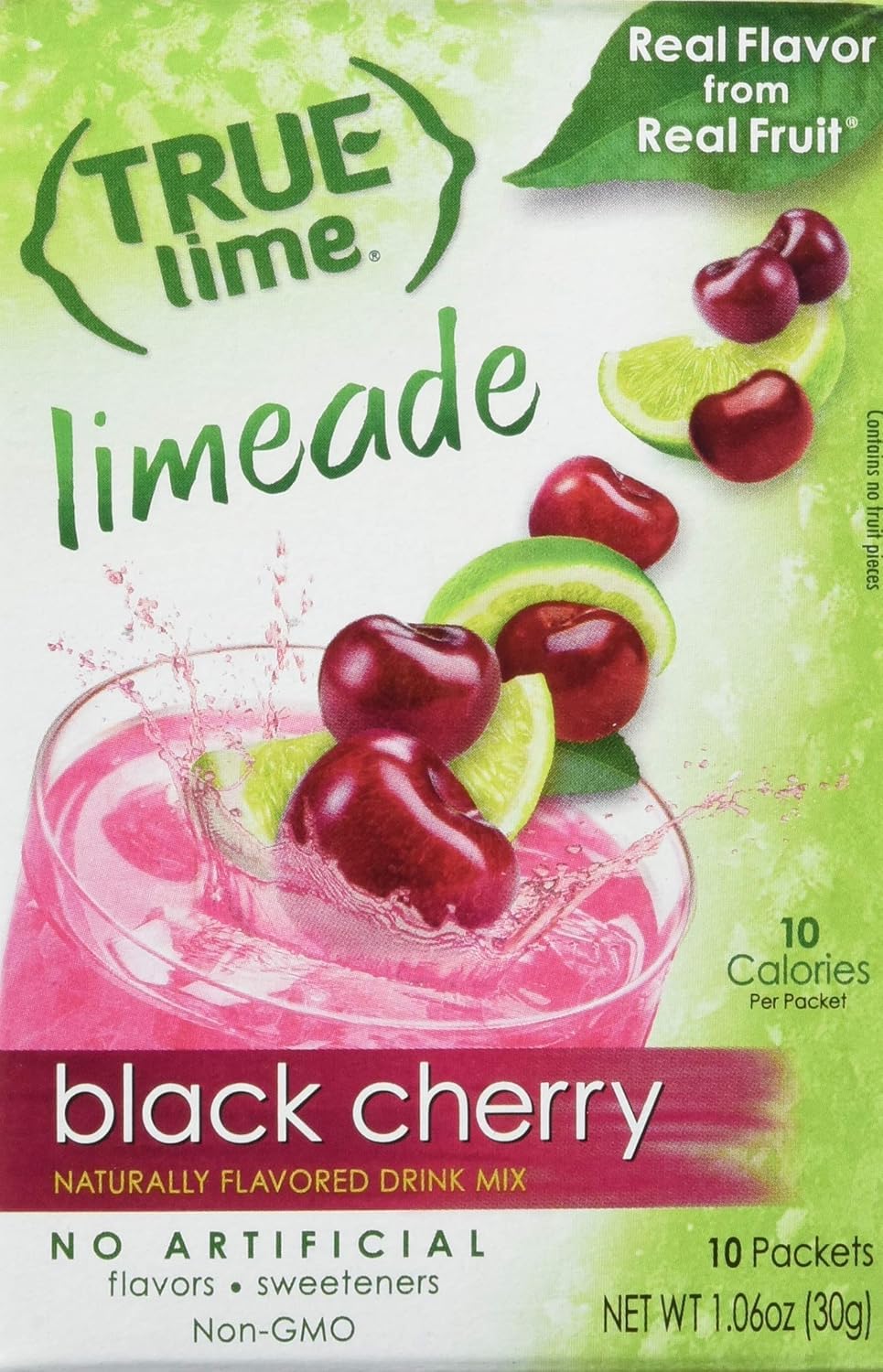 True Citrus front packaging showing box of Black Cherry Limeade and clear benefit of portable low calorie mix