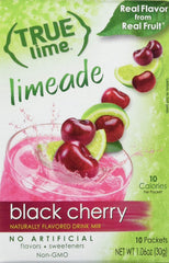 True Citrus front packaging showing box of Black Cherry Limeade and clear benefit of portable low calorie mix