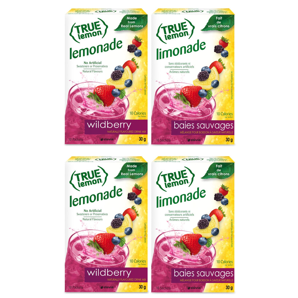 True Citrus front packaging showing Wildberry Lemonade and servings