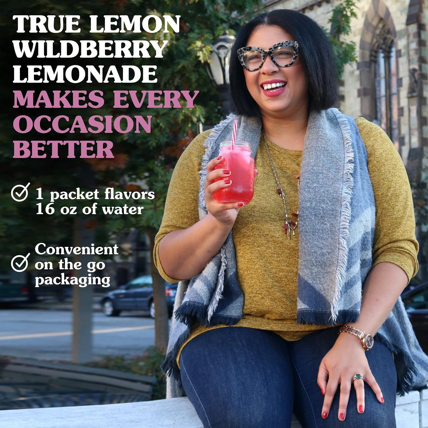 True Citrus sachet in hand showing compact travel-friendly size