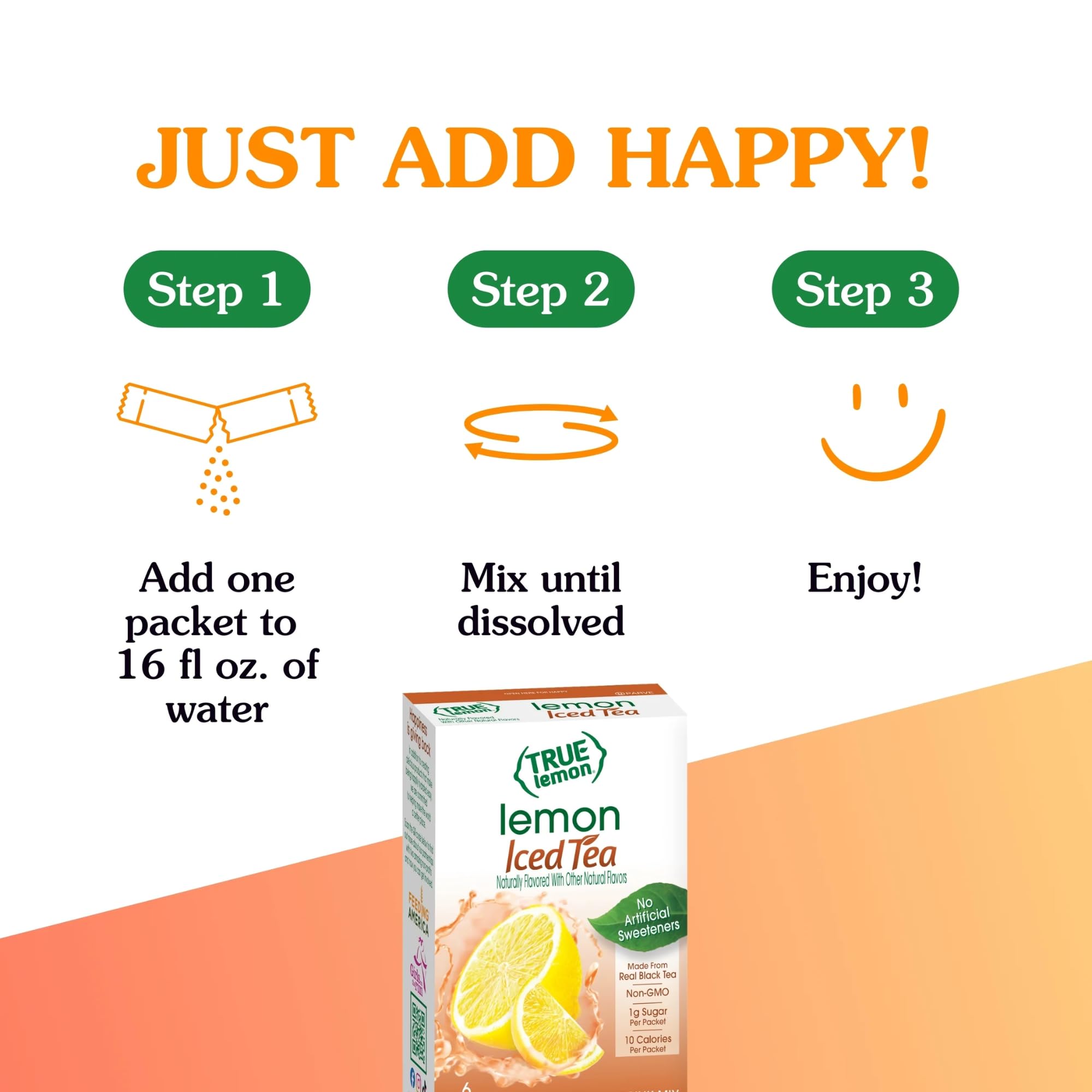 True Citrus packets next to common items showing packet scale