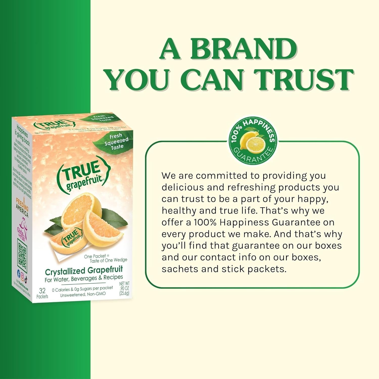 True Grapefruit packet beside hand showing single-serve portability and convenience