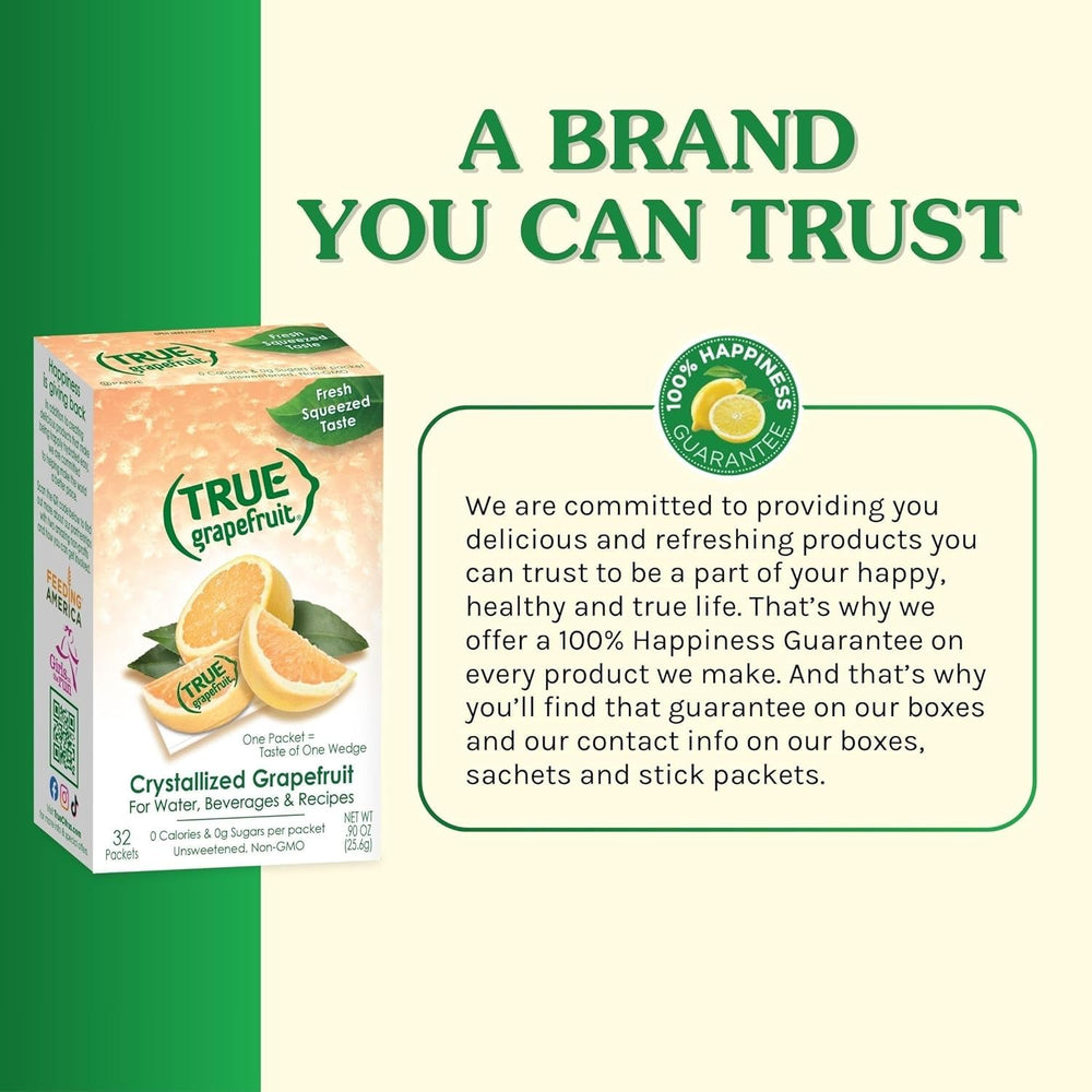 True Grapefruit packet beside hand showing single-serve portability and convenience