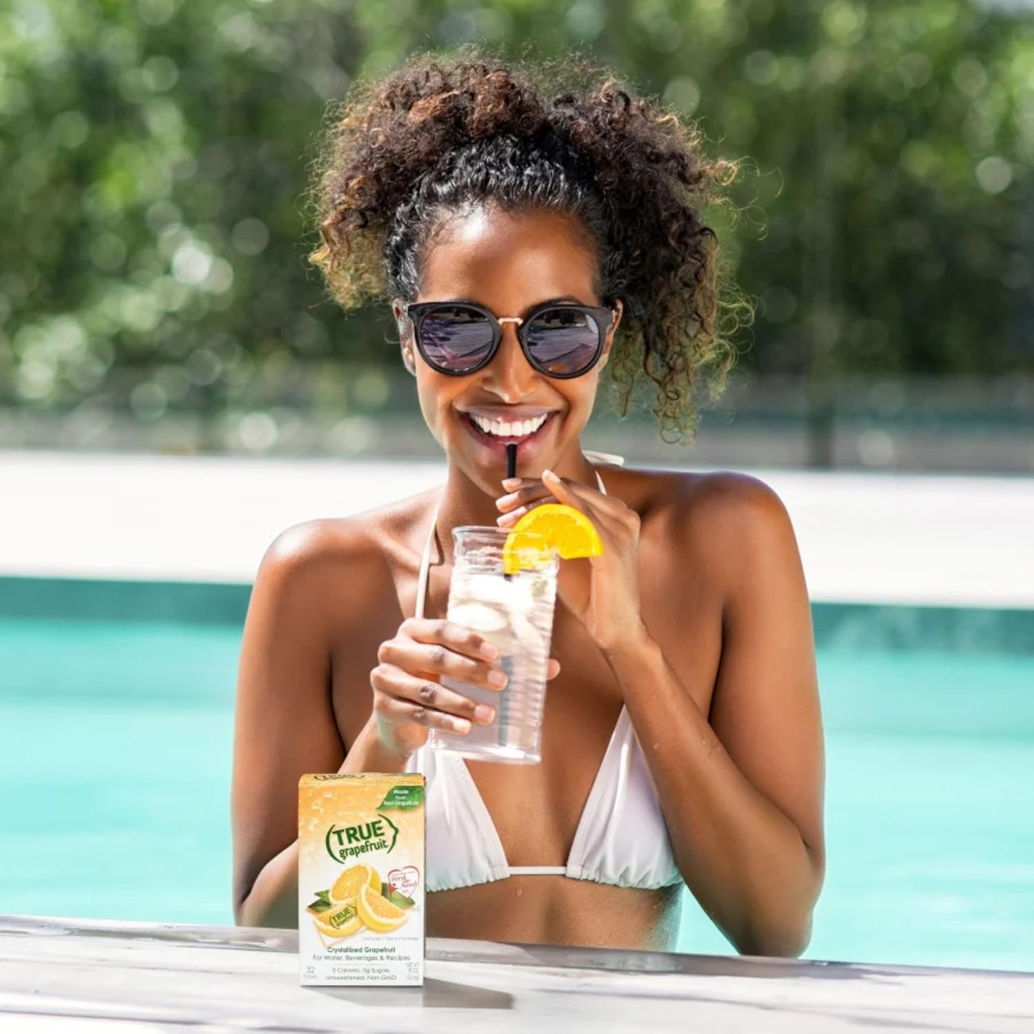 True Grapefruit added to sparkling water bottle for fizzy flavor boost